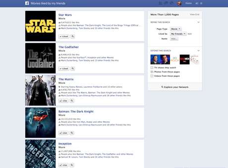 Ferramenta permite buscas como "filmes que meus amigos curtiram" <p>Ferramenta permite buscas como "filmes que meus amigos curtiram"</p>