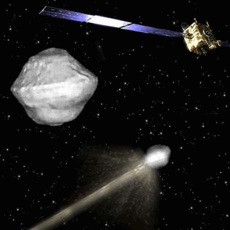Conceito de missão com o objetivo de desviar rota de asteroide envolve dois veículos espaciais Conceito de missão com o objetivo de desviar rota de asteroide envolve dois veículos espaciais