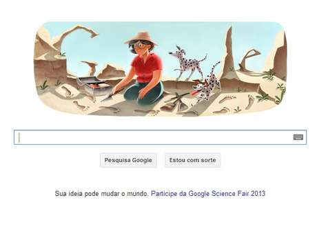 Mary Lekey aparece no doodle do Google investigando o passado <p>Mary Lekey aparece no doodle do Google investigando o passado</p>