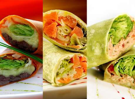 Leves e saborosos, wraps podem ser preparados em apenas sete minutos Leves e saborosos, wraps podem ser preparados em apenas sete minutos