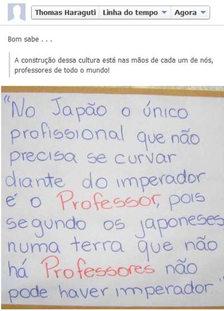 Dias antes de matar professora, o principal suspeito do crime compartilhou em sua página no Facebook uma mensagem que fala sobre a importância dos educadores Dias antes de matar professora, o principal suspeito do crime compartilhou em sua página no Facebook uma mensagem que fala sobre a importância dos educadores