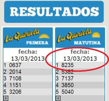 web El número ganador de la Quiniela matutina del 13 de marzo en la página web de la Quiniela Nacional