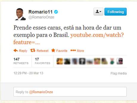 Romário atacou José Maria Marin novamente no Twitter Romário atacou José Maria Marin novamente no Twitter