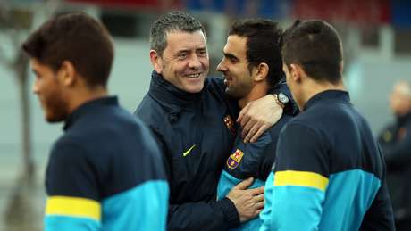 FCB Montoya con Carlos Busquets, entrendor de porteros del Barça B
