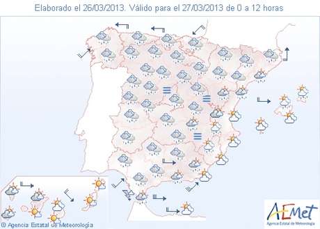 AEMET Previsión del tiempo para el miércoles 27
