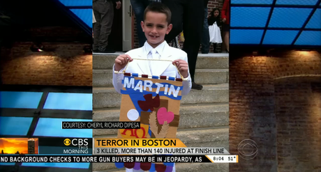 Reprodução da rede CBS mostra uma foto de Martin Richard Reprodução da rede CBS mostra uma foto de Martin Richard