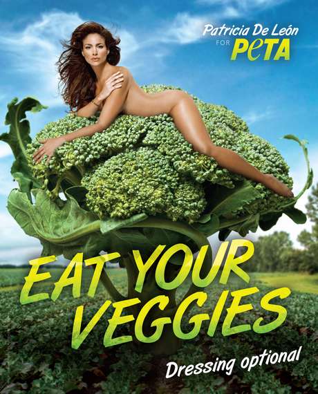PETA La actriz panameña Patricia de León se desnuda para promover la dieta vegana