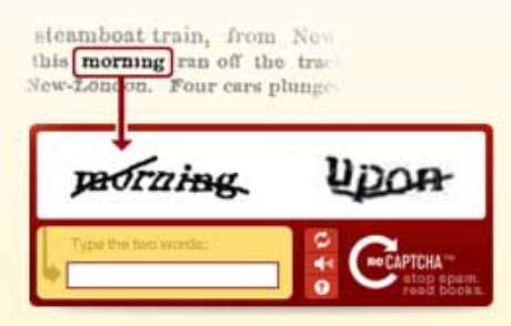 reCaptcha trabalha com digitalização de textos reCaptcha trabalha com digitalização de textos
