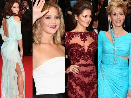 Eva Longoria, Jennifer Lawrence, Cheryl Cole e Jane Fonda chamaram atenção no tapete vermelho da première de 'Jimmy P.', em Cannes, neste sábado (18) Eva Longoria, Jennifer Lawrence, Cheryl Cole e Jane Fonda chamaram atenção no tapete vermelho da première de 'Jimmy P.', em Cannes, neste sábado (18)