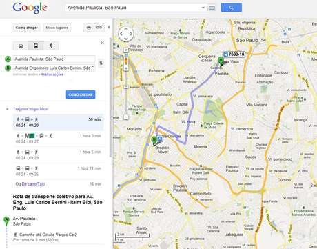 O serviço atual do Google indica qual ônibus o passageiro deve usar para o trajeto O serviço atual do Google indica qual ônibus o passageiro deve usar para o trajeto
