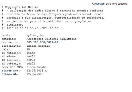 O domínio do Movimento Passe Livre está registrado em nome de Thiago Skárnio, conforme o registro.br O domínio do Movimento Passe Livre está registrado em nome de Thiago Skárnio, conforme o registro.br