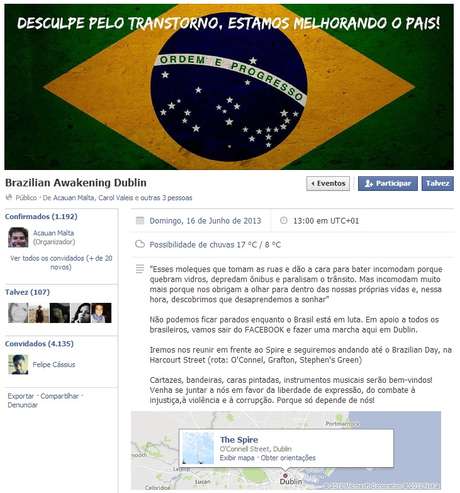 Facebook / Reprodução <p>Pelo menos 1.175 confirmaram presença na caminhada marcada para o próximo domingo em Dublin, na Irlanda </p>