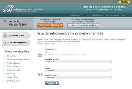 Lista de selecionados na primeira chamada do Sisu do meio do ano foi divulgada Lista de selecionados na primeira chamada do Sisu do meio do ano foi divulgada