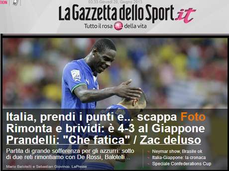 Para La Gazzetta Dello Sport, vitória italiana pode ser resumida em "reação e calafrios" Para La Gazzetta Dello Sport, vitória italiana pode ser resumida em "reação e calafrios"