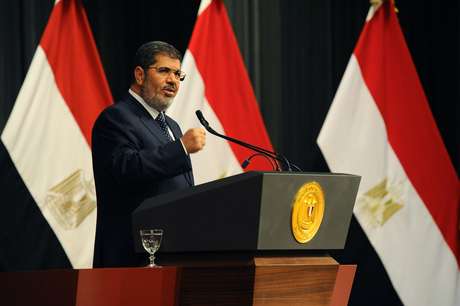 O presidente do Egito, Mohamed Mursi, em discurso à nação no Cairo O presidente do Egito, Mohamed Mursi, em discurso à nação no Cairo