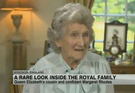 Margaret Rhodes em entrevista para a rede de notícias CNN <p>Margaret Rhodes em entrevista para a rede de notícias <em>CNN</em></p>