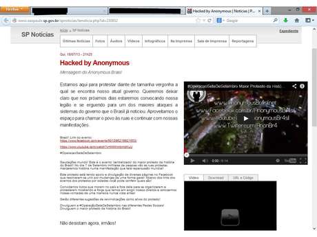 Hackers do Anonymous atacam site do Governo de São Paulo