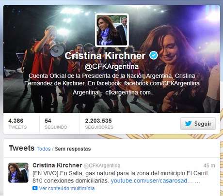 O perfil da presidente da Argentina é o mais popular O perfil da presidente da Argentina é o mais popular