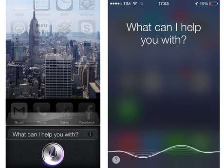 Lado a lado, versão do Siri no iOS 6 e o novo assistente pessoal de voz no iOS 7, lançado em setembro deste ano <p>Lado a lado, versão do Siri no iOS 6 e o novo assistente pessoal de voz no iOS 7, lançado em setembro deste ano</p>