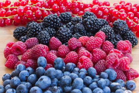 Frutas vermelhas, como o morango e a amora, contêm antocianina, que pode alterar a atividade dos genes em células de gordura, dificultando o ganho de peso <p>Frutas vermelhas, como o morango e a amora, contêm antocianina, que pode alterar a atividade dos genes em células de gordura, dificultando o ganho de peso</p>