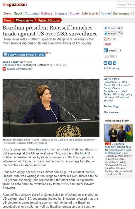 Jornal The Guardian diz que Dilma discursou contra os EUA <p>Jornal The Guardian diz que Dilma discursou contra os EUA</p>