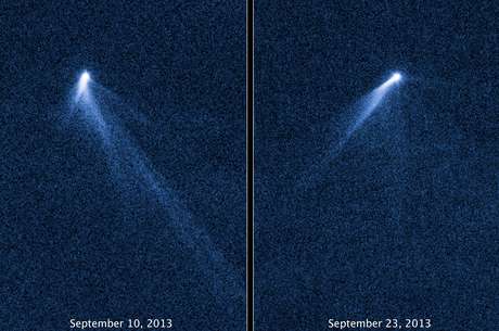 Imagem do Hubble mostra o asteroide P/2013 P5, que surpreendeu cientistas por ter caudas, como um cometa Imagem do Hubble mostra o asteroide P/2013 P5, que surpreendeu cientistas por ter caudas, como um cometa