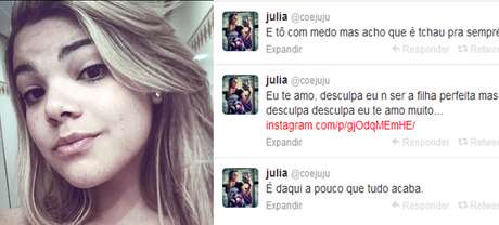 Em mensagens deixadas suas páginas do Instagram e do Twitter, a estudante pede desculpas à família Em mensagens deixadas suas páginas do Instagram e do Twitter, a estudante pede desculpas à família