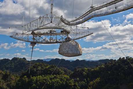 Telescópio instalado na cidade de Arecibo foi usado durante as filmagens de 007 contra GoldenEye, de 1995 Telescópio instalado na cidade de Arecibo foi usado durante as filmagens de 007 contra GoldenEye, de 1995