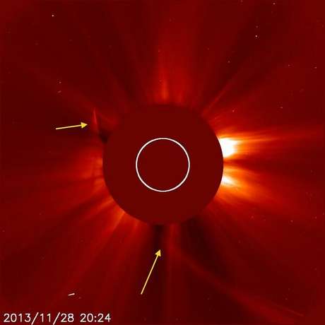 Somente a cauda do cometa Ison pode ser vista após a passagem próxima ao Sol Somente a cauda do cometa Ison pode ser vista após a passagem próxima ao Sol