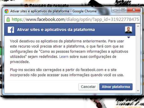 Ao desativar a plataforma, o usuário não consegue mais curtir conteúdos em sites ou comentar em portais que usam o Facebook como forma de login. A mensagem "ativar sites e aplicativos da plataforma" será recorrente durante a navegação do usuário na internet Ao desativar a plataforma, o usuário não consegue mais curtir conteúdos em sites ou comentar em portais que usam o Facebook como forma de login. A mensagem "ativar sites e aplicativos da plataforma" será recorrente durante a navegação do usuário na internet