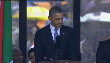 Obama discursa durante cerimônia oficial de despedida a Mandela Obama discursa durante cerimônia oficial de despedida a Mandela