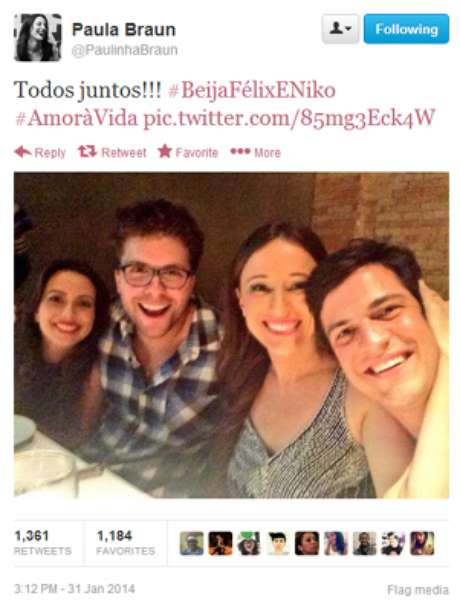 Mariana, Fragoso, Paula e Solano durante exibição do último capítulo de 'Amor à Vida' Mariana, Fragoso, Paula e Solano durante exibição do último capítulo de 'Amor à Vida'