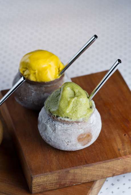 Sorvetes de chimarrão e butiá <p>Sorvetes de chimarrão e butiá </p>