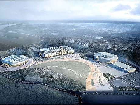 O Completo Esportivo de Gangneung reuniu os ginásios de hóquei, curling e patinação <p>O Completo Esportivo de Gangneung reuniu os ginásios de hóquei, curling e patinação</p>