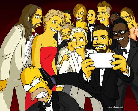 Criador dos Simpsons fez sua versão da selfie tirada durante o Oscar Criador dos Simpsons fez sua versão da selfie tirada durante o Oscar