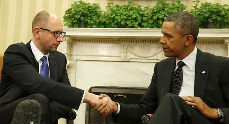 Obama garantiu apoio à Ucrânia e integridade territorial do país. Premiê agradeceu ao governo e ao povo amaericano pelo apoio na tarde desta quarta-feira <p>Obama garantiu apoio à Ucrânia e integridade territorial do país. Premiê agradeceu ao governo e ao povo amaericano pelo apoio na tarde desta quarta-feira</p>