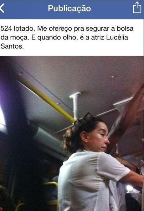 Imagem da atriz dentro do coletivo se espalhou pelas redes sociais; ela reagiu questionando a sociedade Imagem da atriz dentro do coletivo se espalhou pelas redes sociais; ela reagiu questionando a sociedade