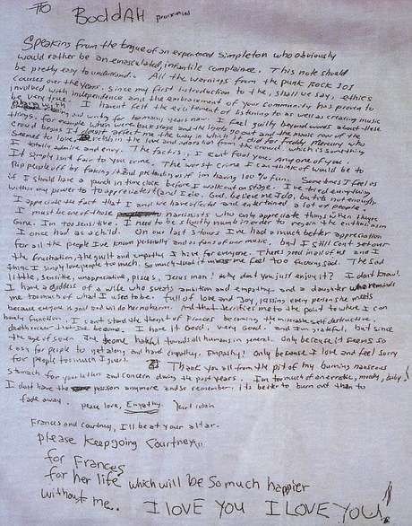 Carta Kurt Cobain traduzida: Leia a despedida de Kurt 