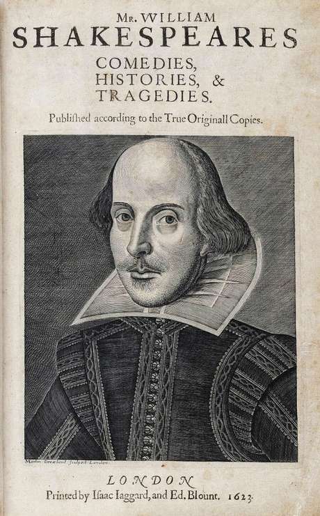 Wikimedia Os atores John Hemige e Henry Condell, amigos de Shakespeare, recolheram quase tudo que o autor produziu e publicaram o primeiro in-folio em 1623