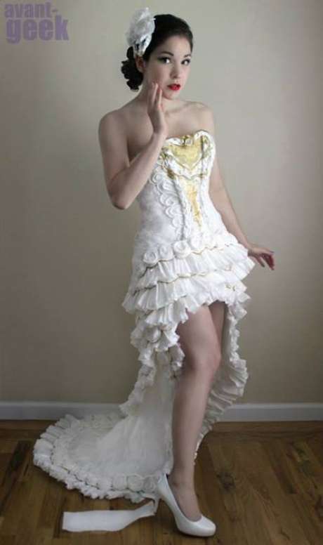vestido de noiva de papel higiênico