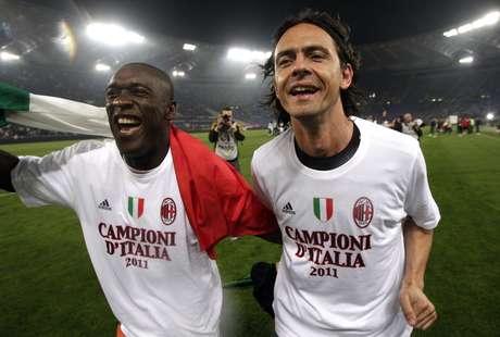 Seedorf e Inzaghi foram campeões pelo Milan em 2011 Seedorf e Inzaghi foram campeões pelo Milan em 2011