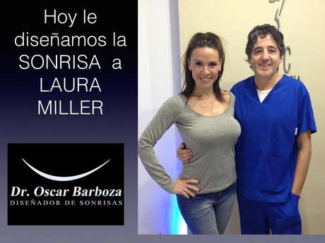 Oscar Barboza <p>El doctor Oscar barboza, odontólogo delos famosos, junto a una de sus pacientes: la periodista Laura Miller</p>