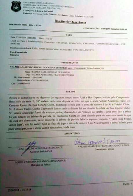 Atleta do Boa Esporte prestou boletim de ocorrência <p>Atleta do Boa Esporte prestou boletim de ocorrência</p>