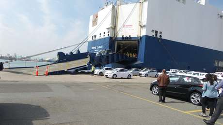 Navios têm dez andares para levar os carros da Coreia do Sul para outros países <p>Navios têm dez andares para levar os carros da Coreia do Sul para outros países</p>