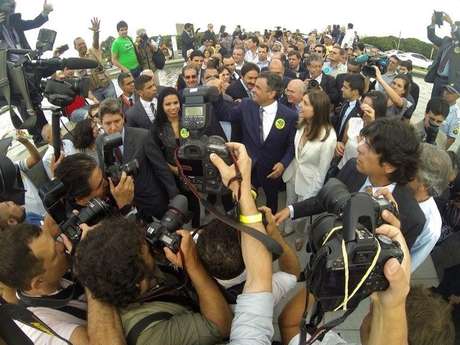 Estou pronto de fazer uma campanha política à altura dos desafios do Brasil", disse Aécio <p>Estou pronto de fazer uma campanha política à altura dos desafios do Brasil", disse Aécio</p>