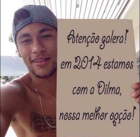 Montagem levantou a possibilidade de Neymar apoiar Dilma Rousseff Montagem levantou a possibilidade de Neymar apoiar Dilma Rousseff