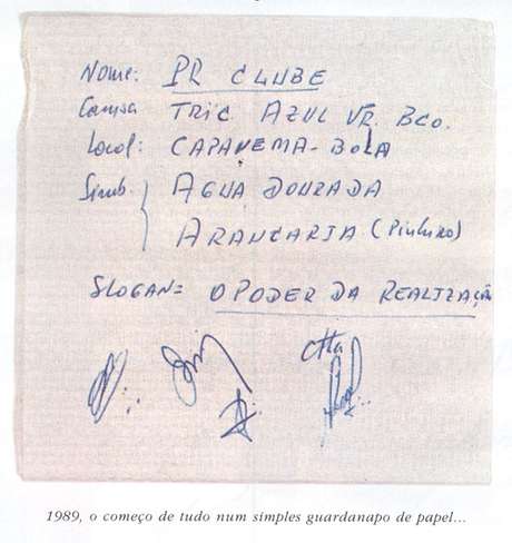 Três representantes de cada clube se reuniram em um restaurante e definiram detalhes no papel de guardanapo Três representantes de cada clube se reuniram em um restaurante e definiram detalhes no papel de guardanapo