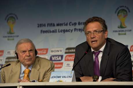Jeróme Valcke e José Maria Marin durante entrevista Jeróme Valcke e José Maria Marin durante entrevista