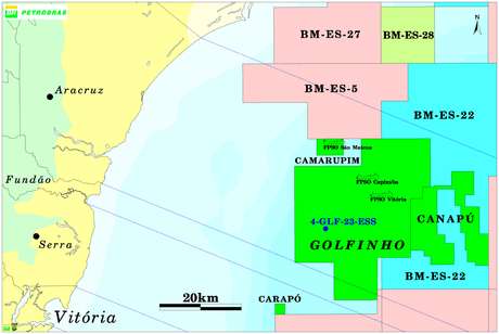 Navio-plataforma fica localizado na Bacia do Espírito Santo, próximo da cidade de Aracruz, norte capixaba Navio-plataforma fica localizado na Bacia do Espírito Santo, próximo da cidade de Aracruz, norte capixaba