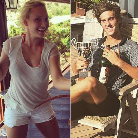 O supostos amantes Donna Vekic (à esq.) e Thanasi Kokkinakis O supostos amantes Donna Vekic (à esq.) e Thanasi Kokkinakis
